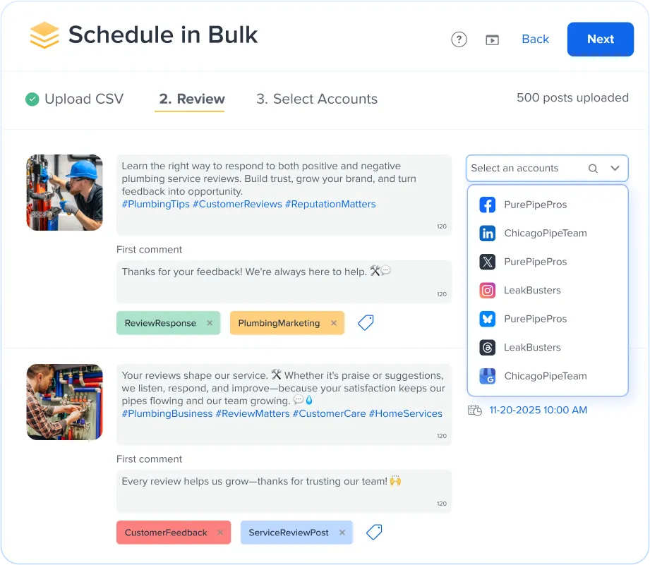 Bulk Scheduling for Consistent Posting