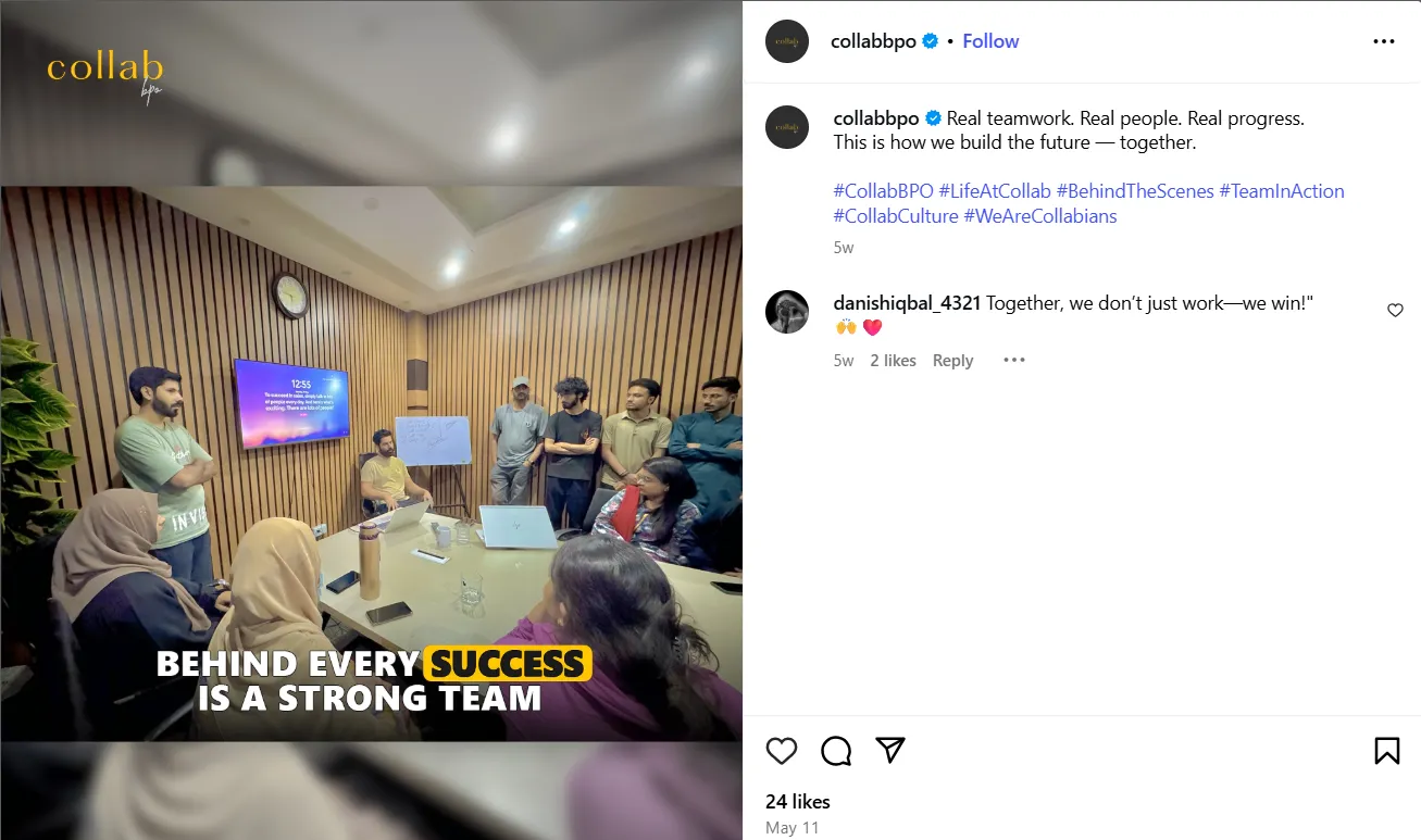 Captions for Team or Behind-the-Scenes Content