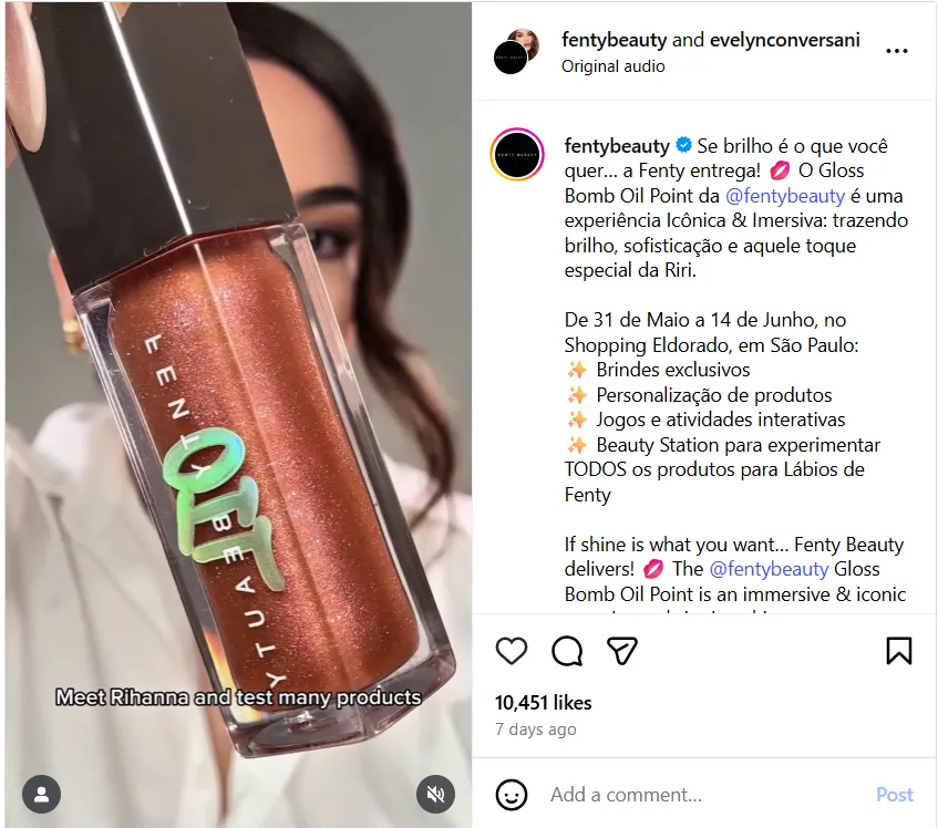 Fenty beauty Increase Sales Through Social Proof and Shoppable Features on social medaia