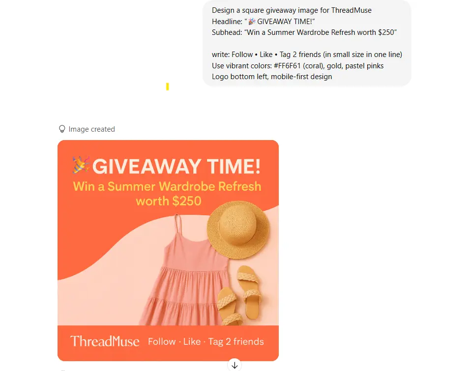 Giveaway post creation AI Prompt ideas