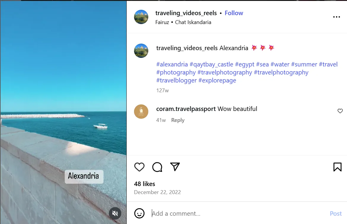 Hashtags for travel Reels
