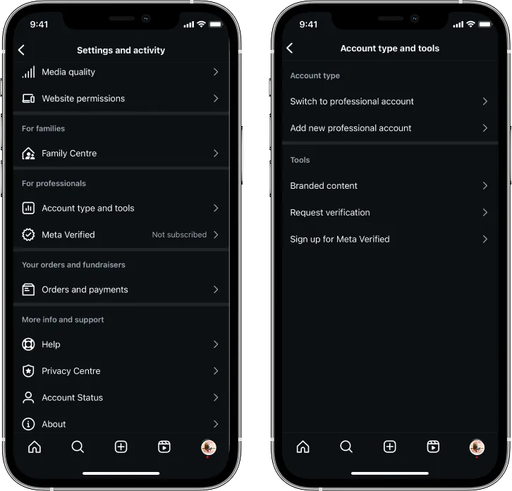 How to switch to a professional Instagram account