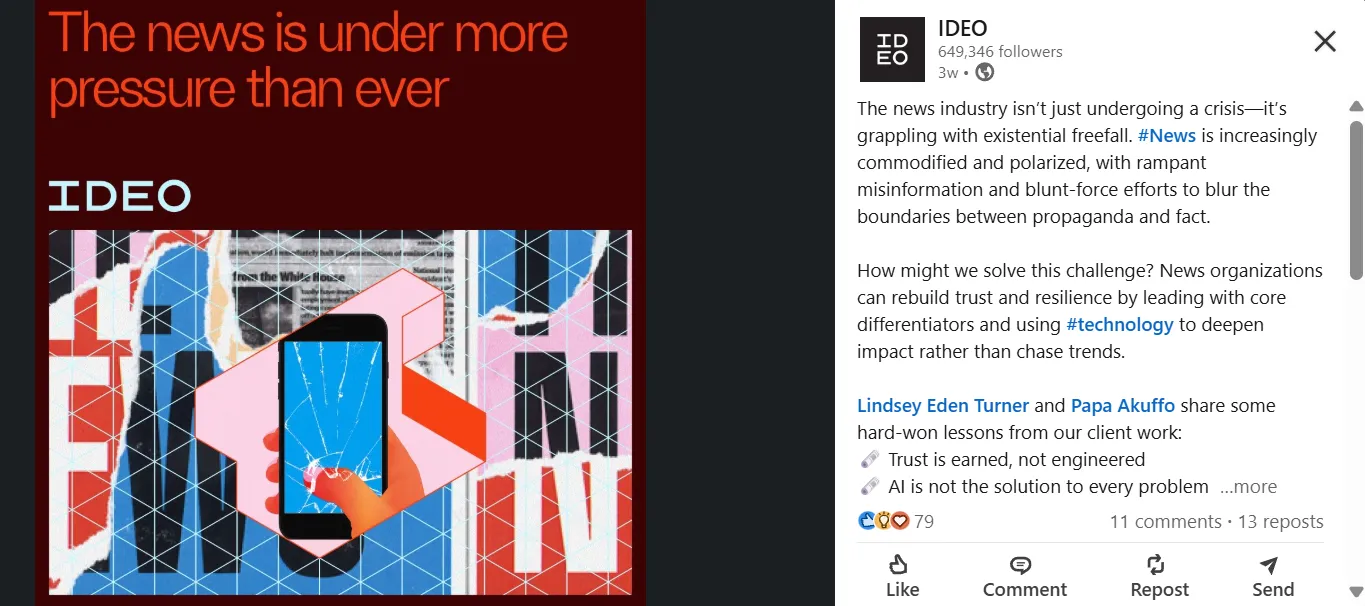 IDEO’s post on the current state of the news industry