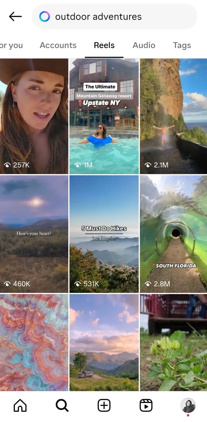 Instagram explore option