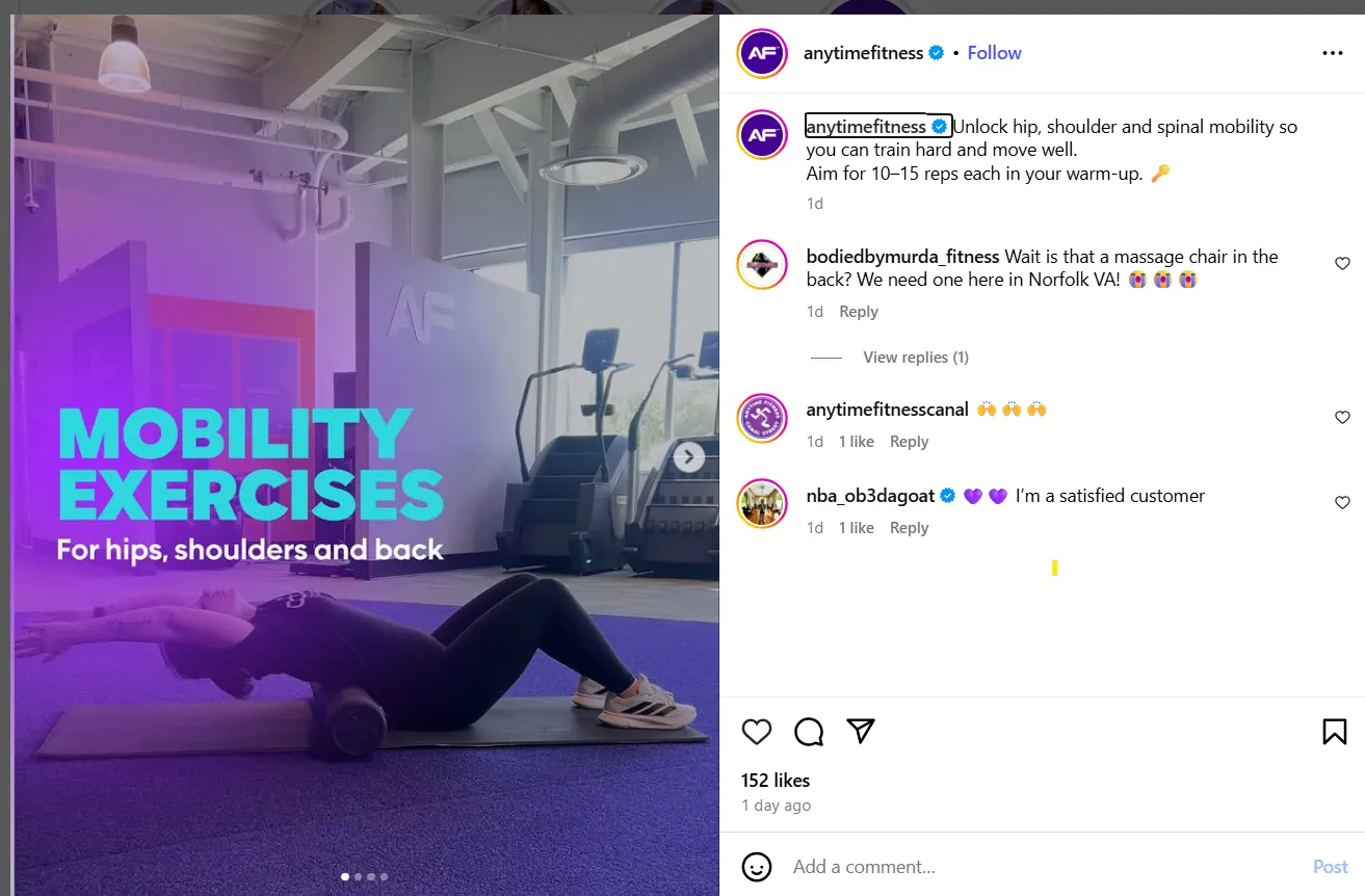 Instagram post captions for Fitness centre and brands