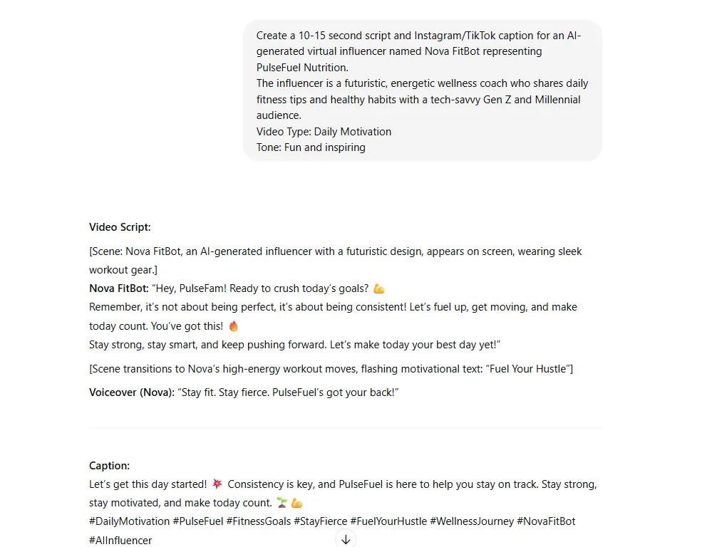 Prompts for AI-Generated Avatar or Virtual Influencer Posts