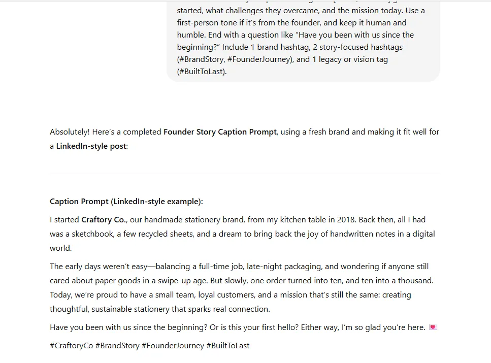 Prompts for Founder Story Carousel Post
