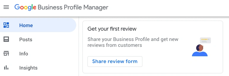 Share review form in Google Business Profile Manager Share review form in Google Business Profile Manager