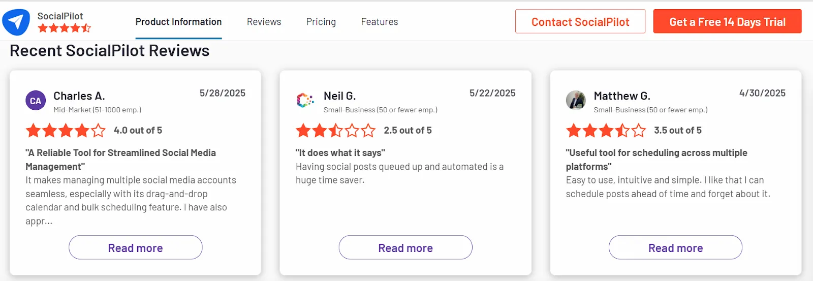 SocialPilot customer reviews