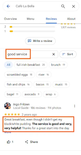 enter keyword to search for Google reviews