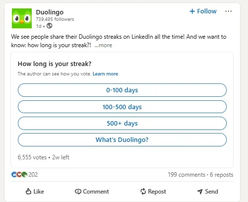 Create linkedin poll and questions based content