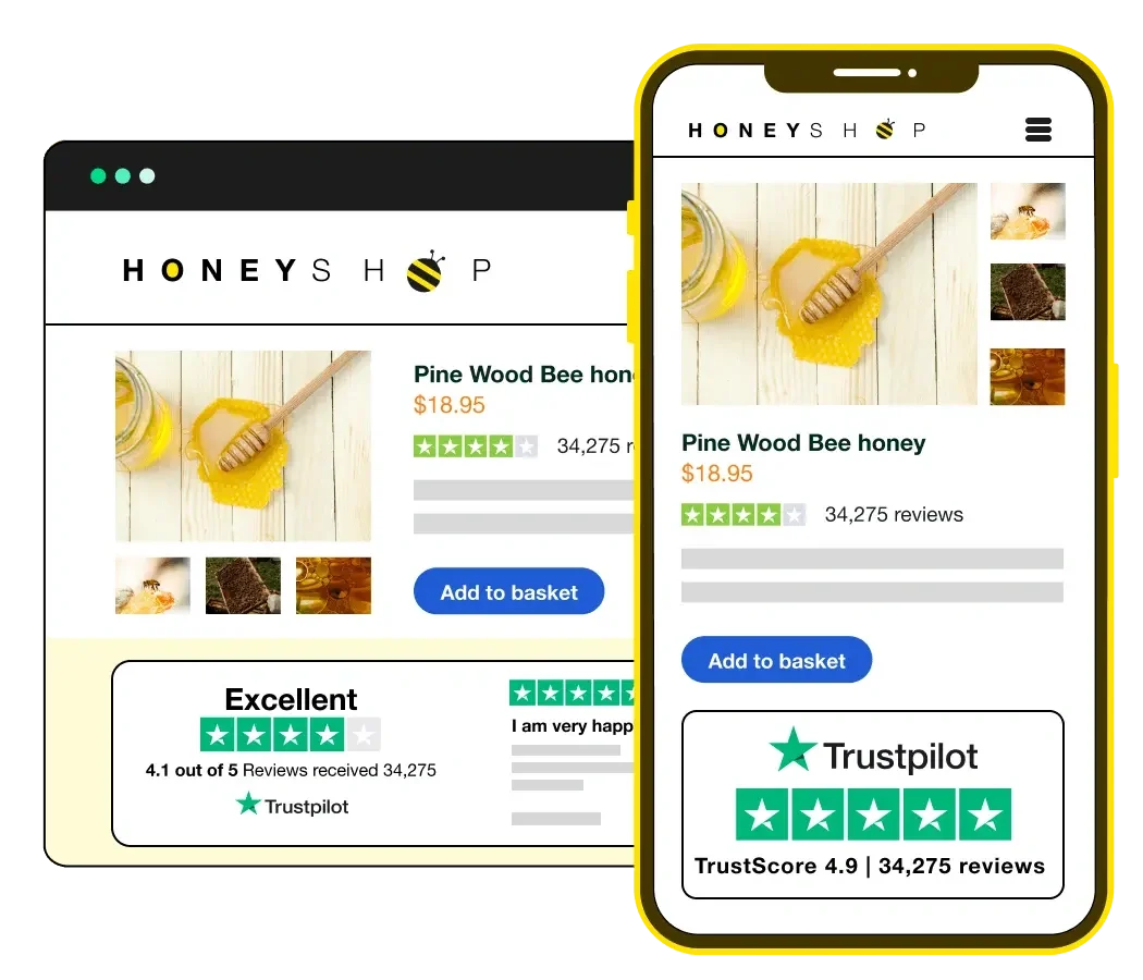 Embed Trustpilot reviews in website and product listings