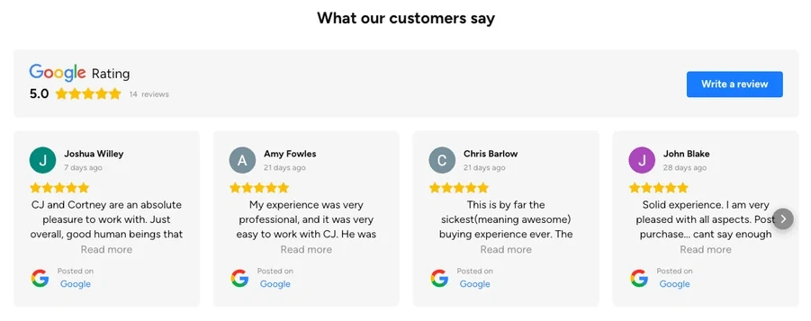 Embeded Google reviews in website
