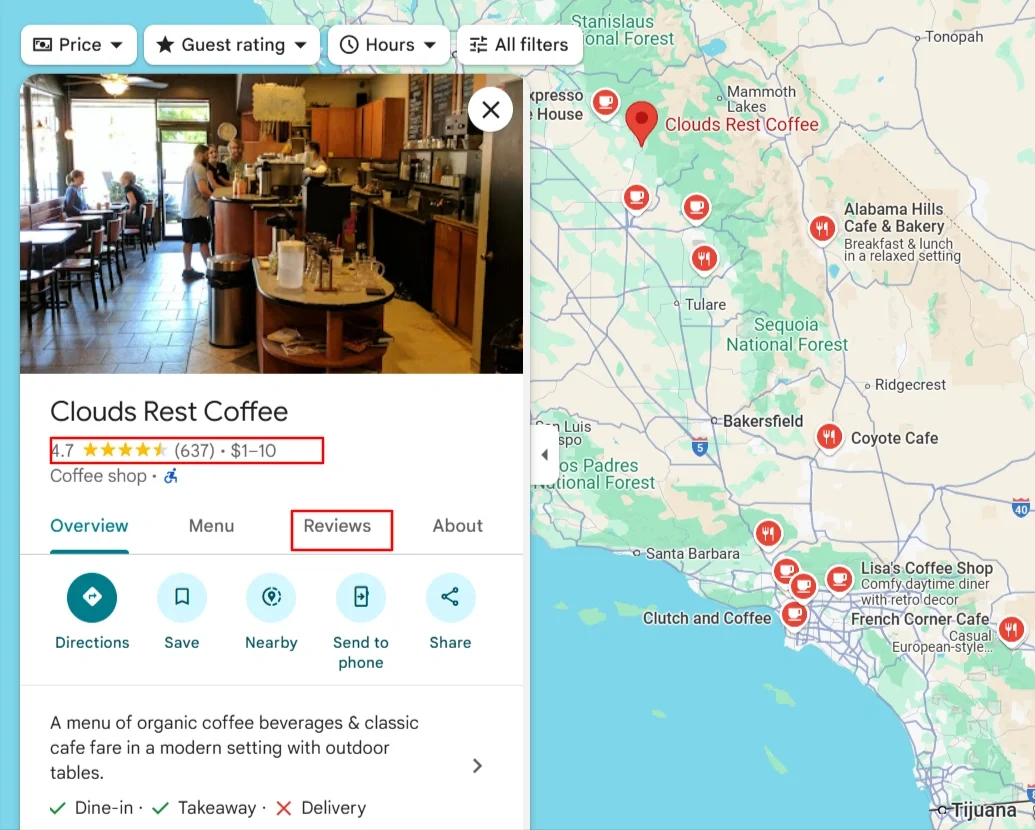 Google reviews in Google Map