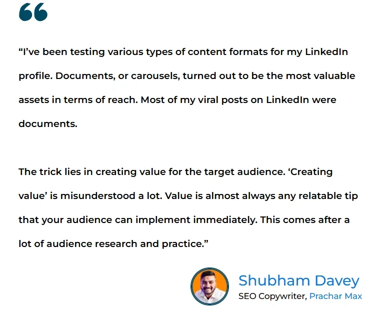 Insights on LinkedIn carousels by an SEO Copywriter