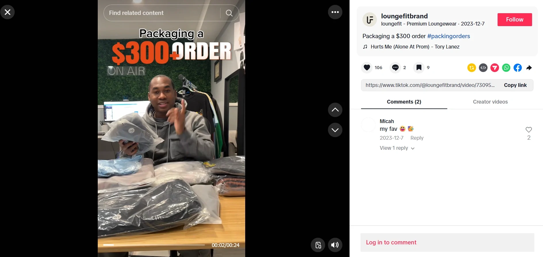 A person packaging a $300 order for shipping, showcasing the process of preparing products for delivery