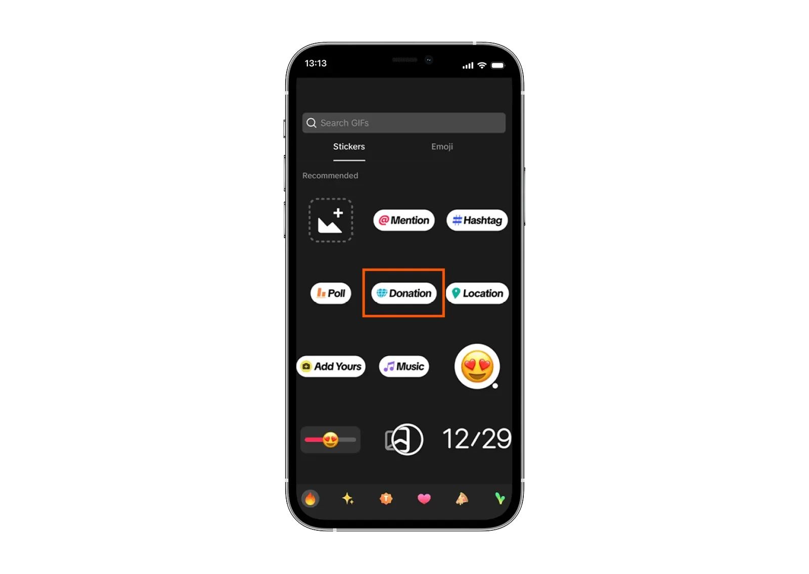 TikTok donation sticker