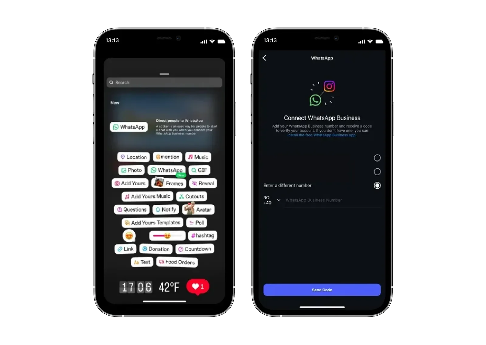 WhatsApp sticker on Instagram