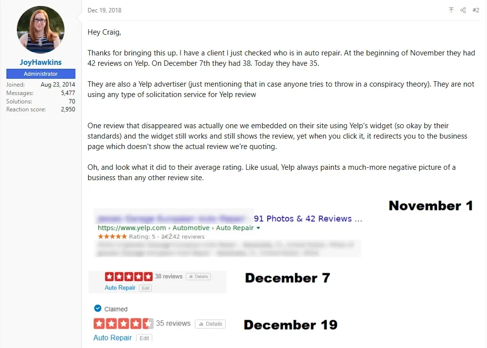 Yelp algorithm is dysfunctioning