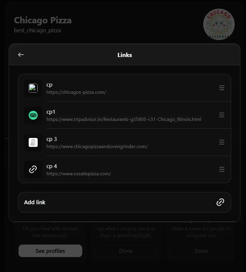 add bio link to Threads account