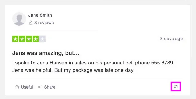 flag fake Trustpilot reviews