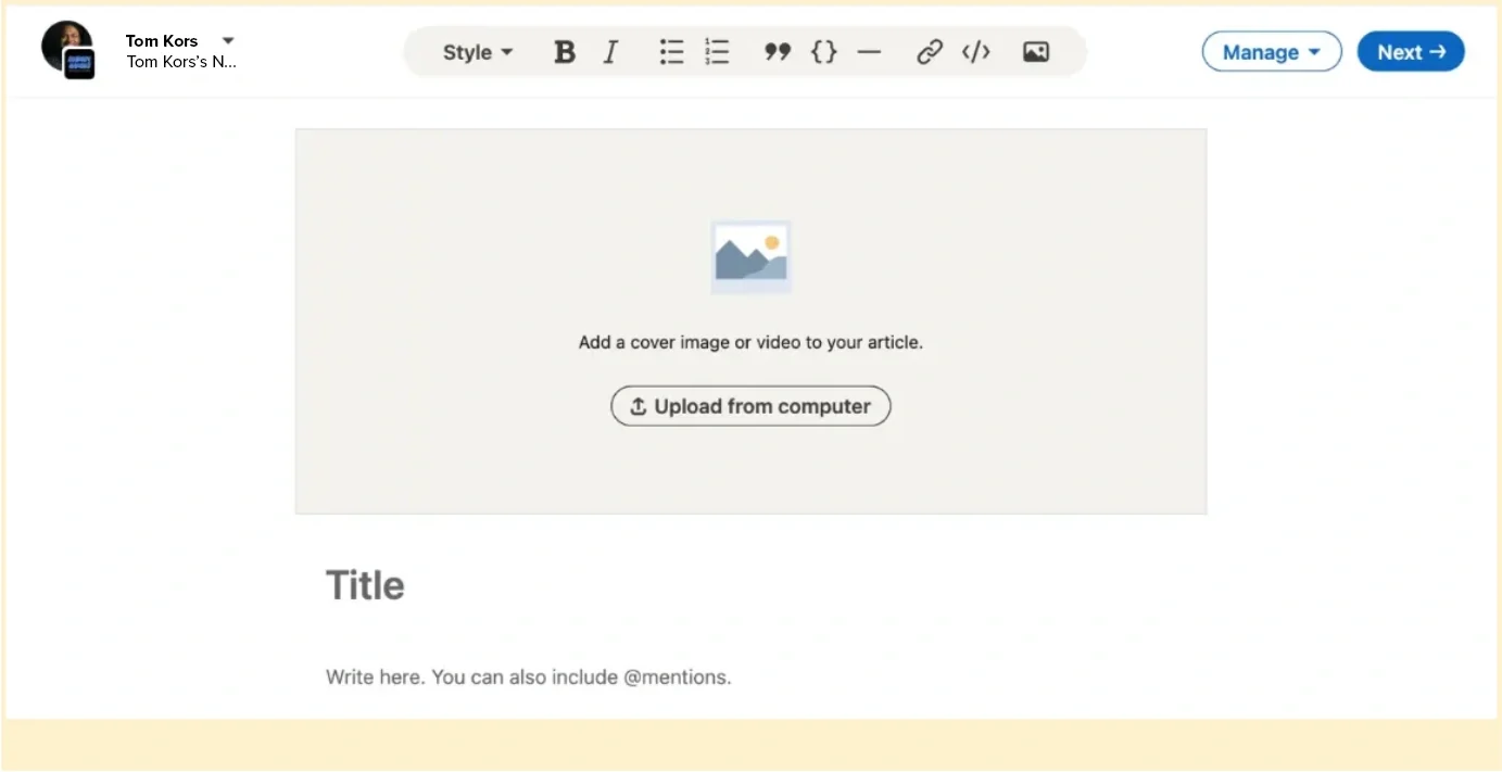 video headers on LinkedIn articles and newsletters