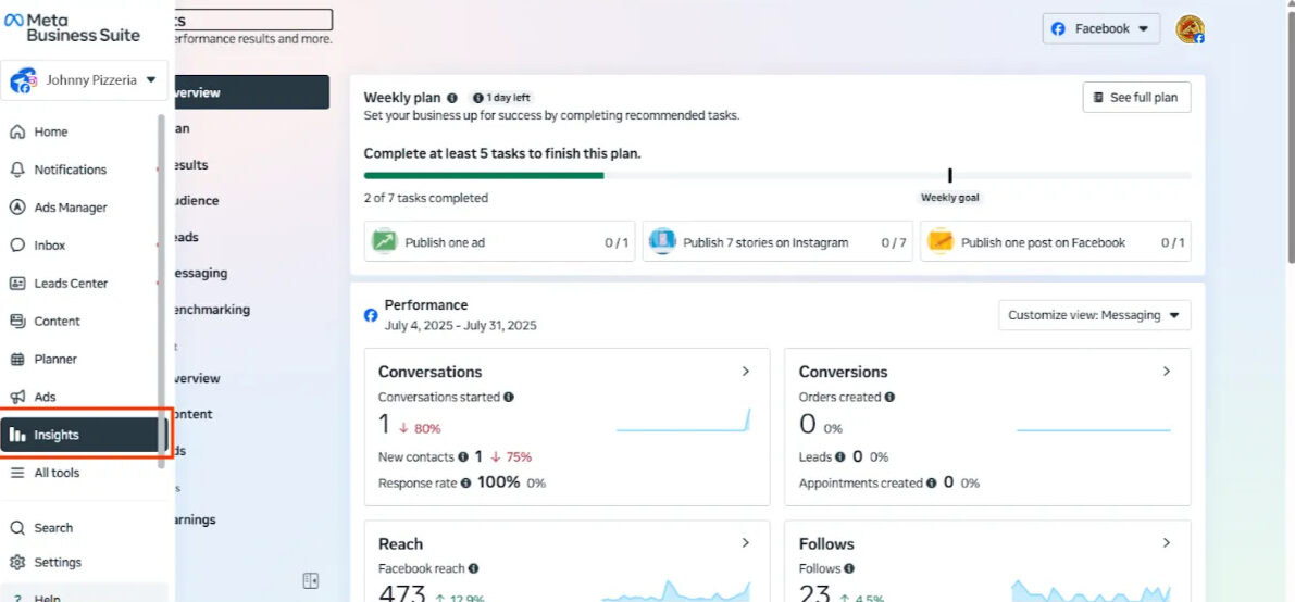 Access insights on Meta business suite Access insights on Meta business suite