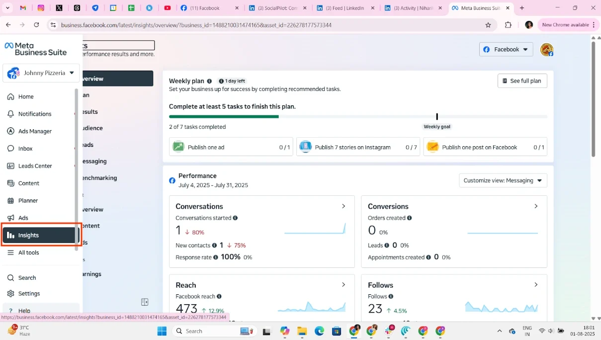 Access insights on Meta business suite