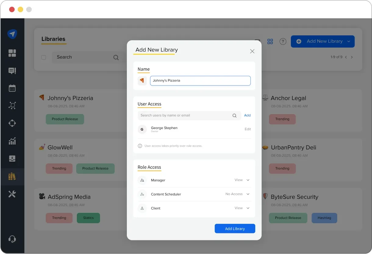 Create a new Library with Customized access