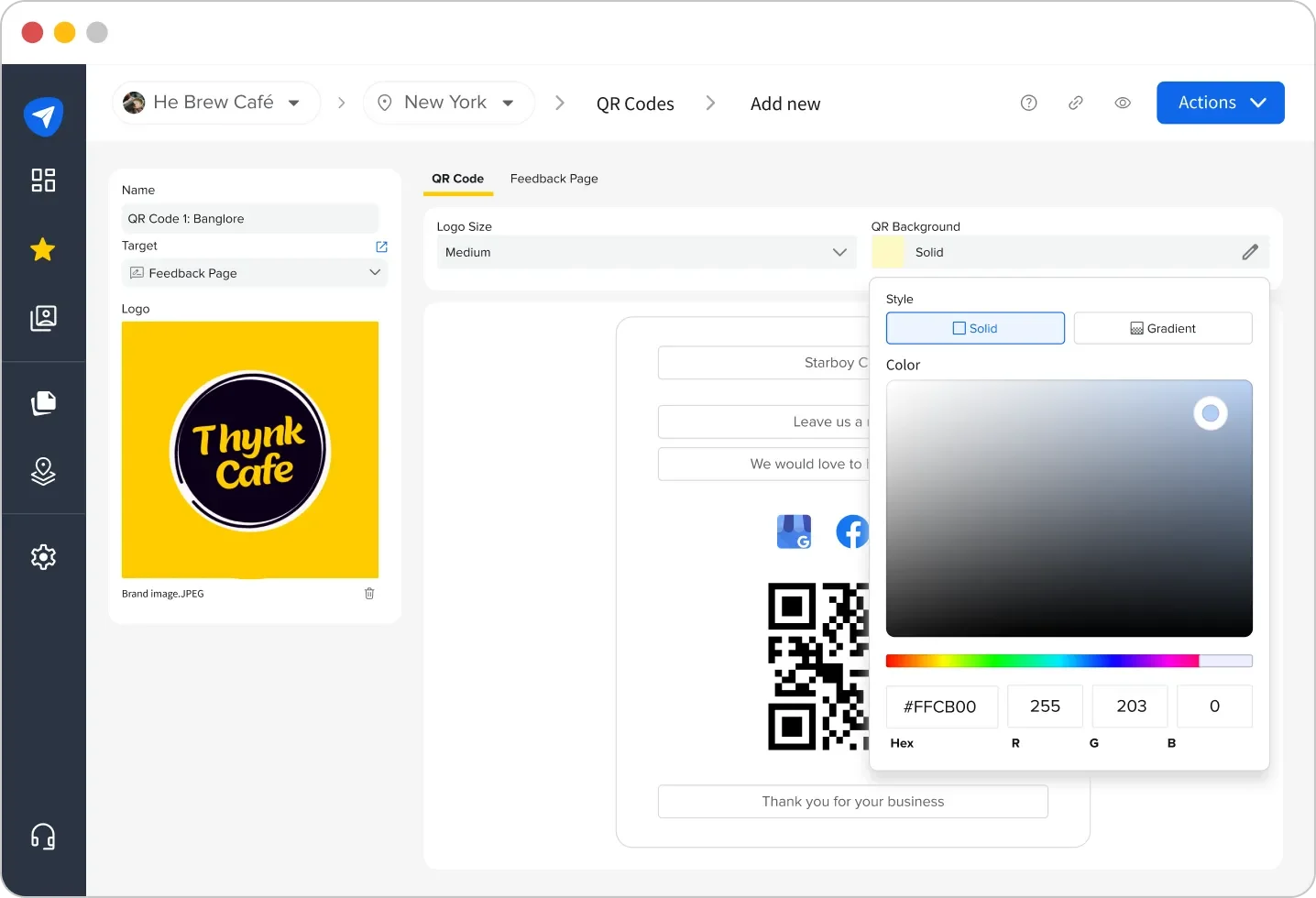 Custom branding of Feedback page