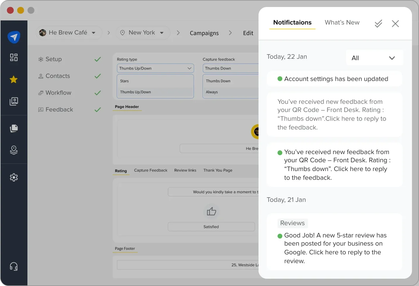 Feedback notifications
