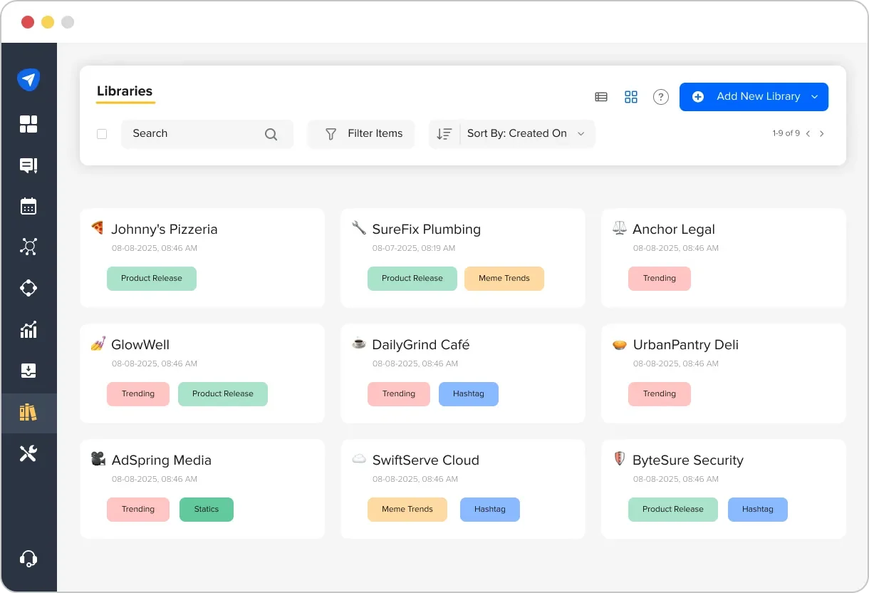 Multiple Libraries in SocialPilot