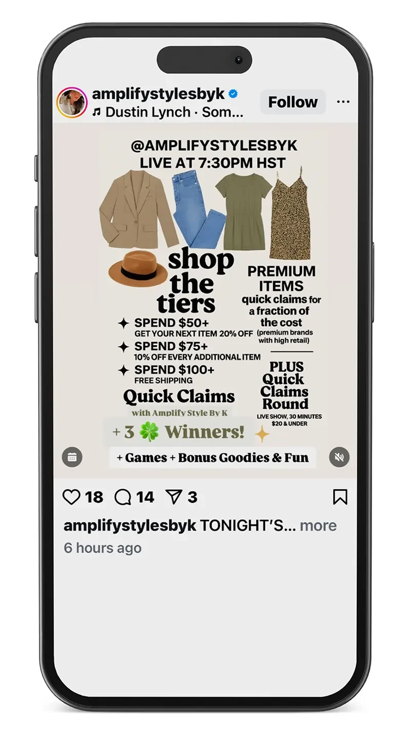 Amplify Styles Live Shopping Event Promo