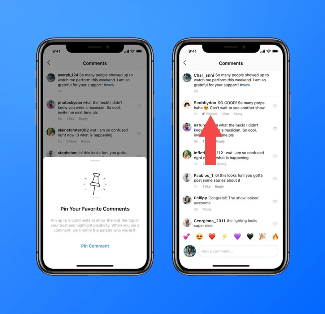 Pin comments on Instagram