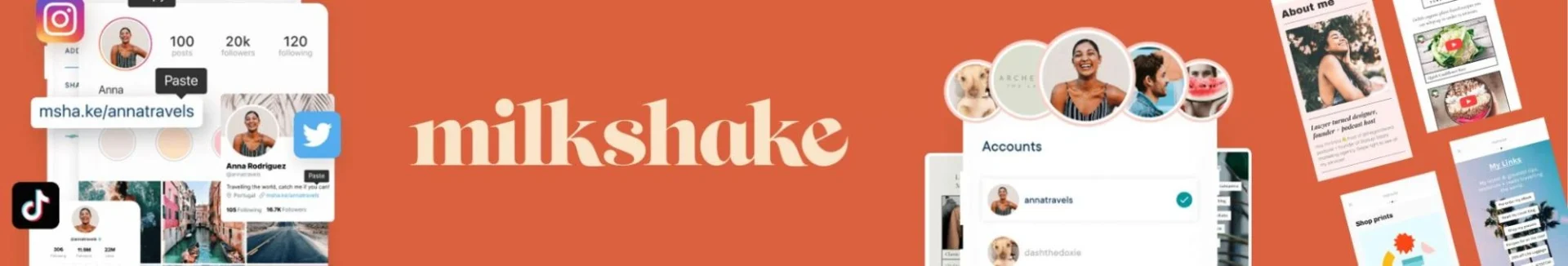 Milkshake Instagram bio link tool