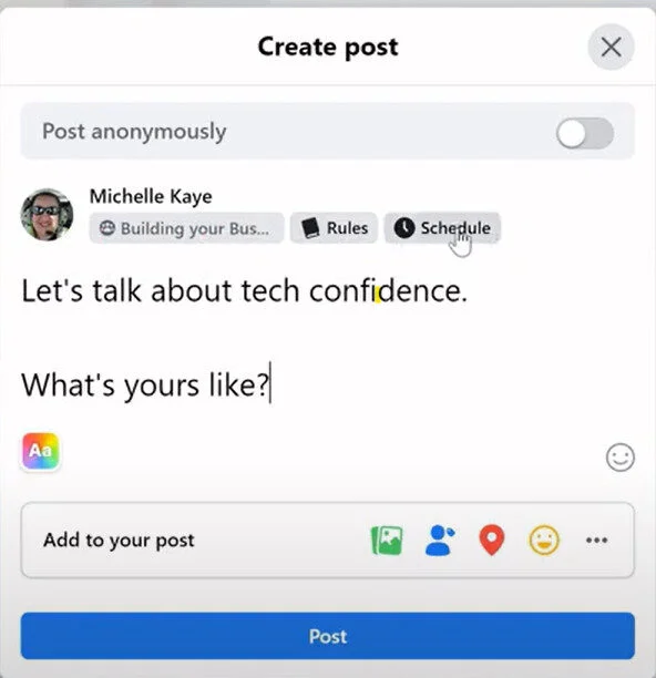 Click on schedule button