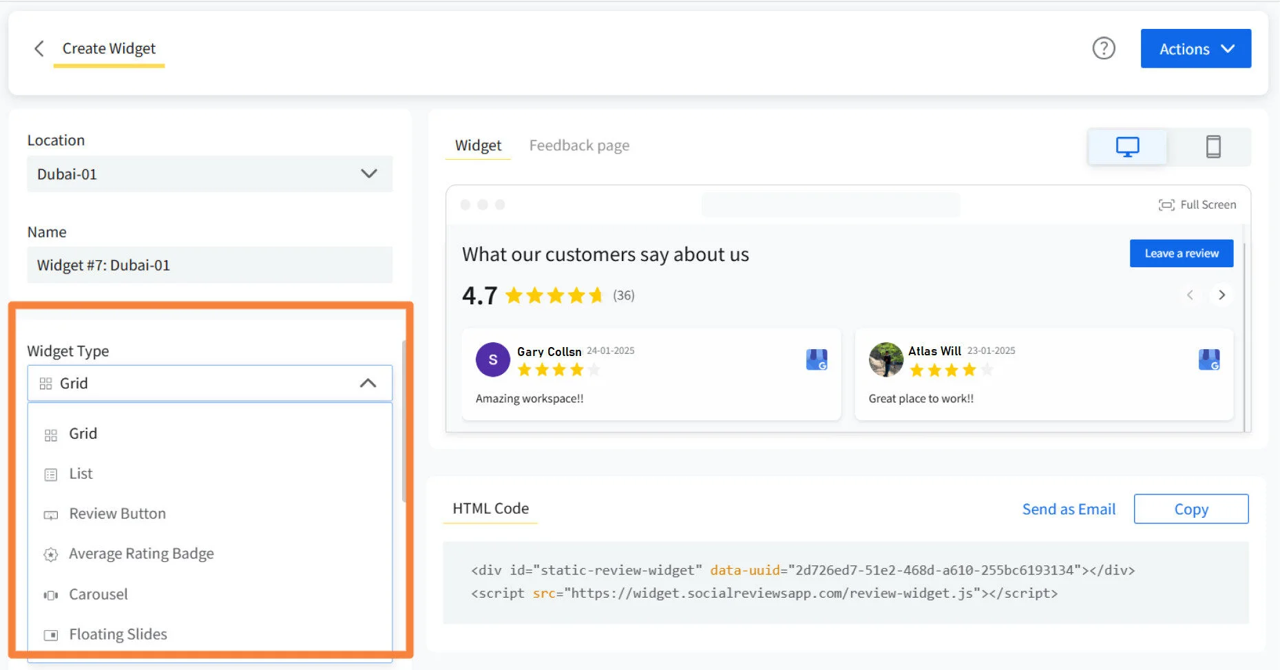 Customize Your Review Widget