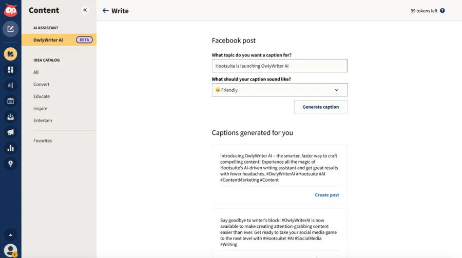 Hootsuite OwlyWriter AI