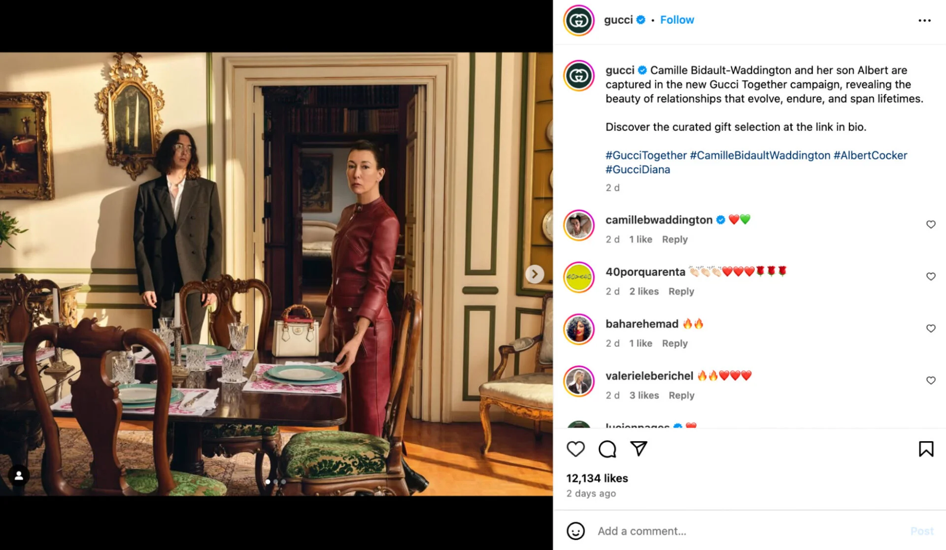 Image of Gucci’s captivating caption under a photograph