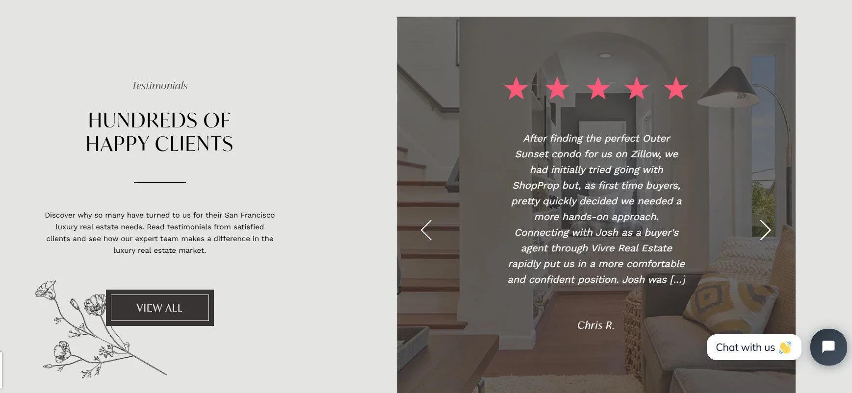 A dedicated client testimonials page