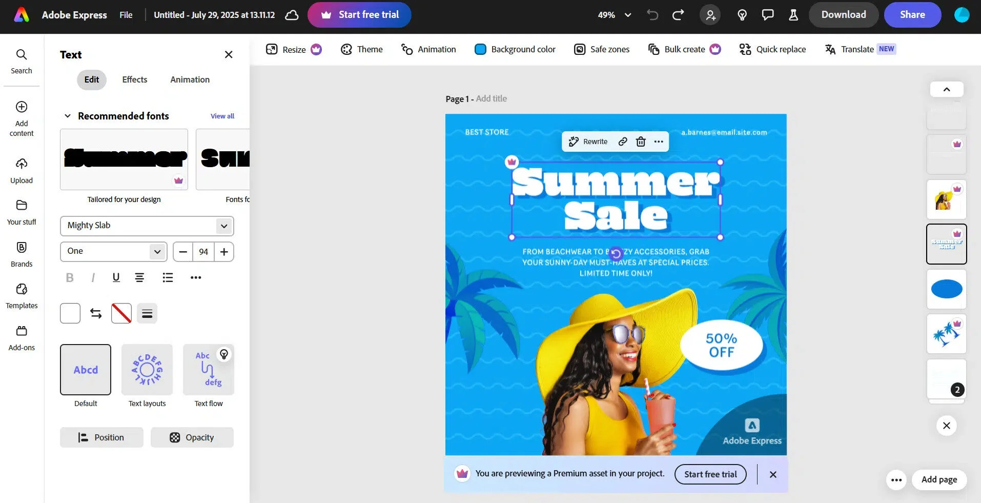 Adobe Express Instagram design tool